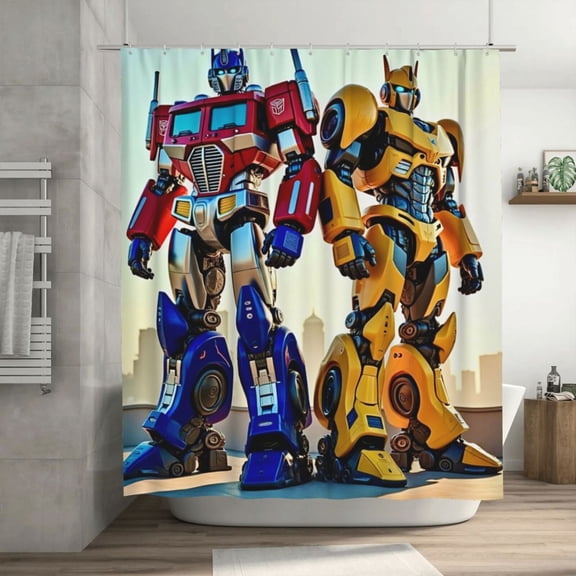 Shower Curtain Cartoon Art Bath Shower Curtains with 12 Hooks, Waterproof Washable Polyester Bathroom Home Decor Set 72x72 Inch, Plastic