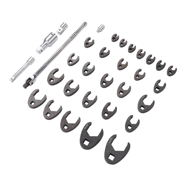 Metric Brake Line Wrench Set, Offset Open End Wrench Set 10 To 50mm CR MO Easy Storage 3/8 1/2 3/4 Inch Drive for Car Repair