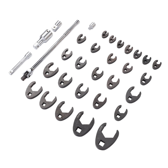 Metric Brake Line Wrench Set, Offset Open End Wrench Set 10 To 50mm CR MO Easy Storage 3/8 1/2 3/4 Inch Drive for Car Repair