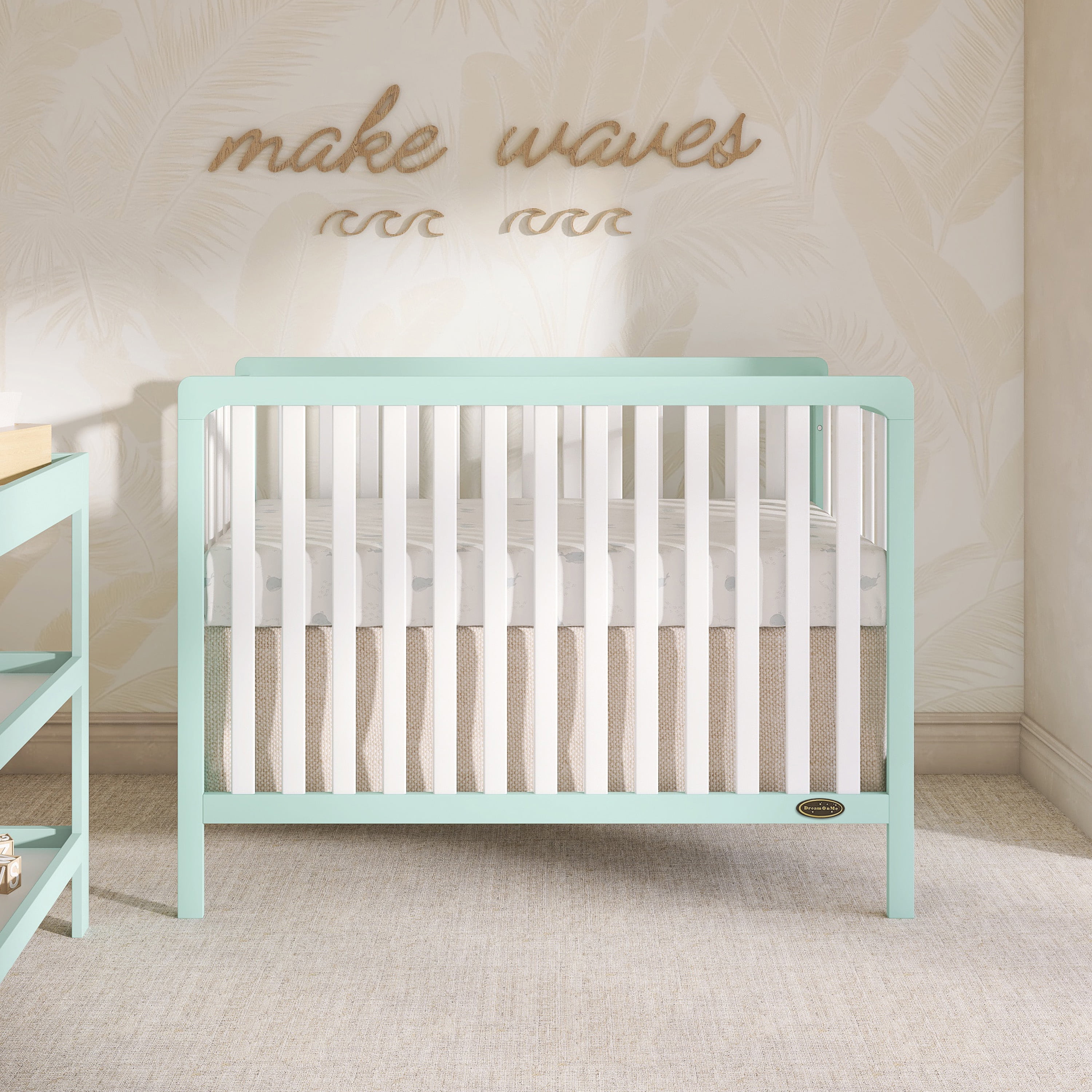 Dream On Me Ridgefield 5-in-1 Convertible Crib, Mint & White