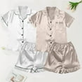 thumbnail image 3 of Women's 4PC Pajama Set - Ribbed Jacquard Stripe, Short Sleeve Shirt & Shorts, Machine Washable, M-XXL Sizes, 3 of 3