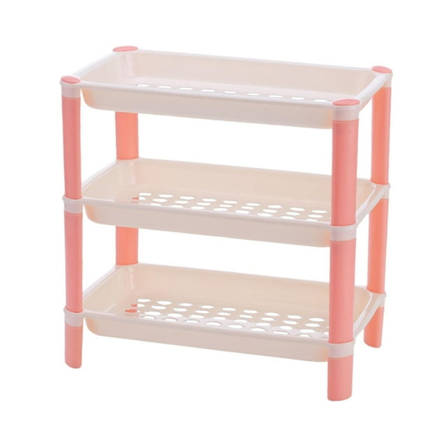 Rack de almacenamiento de mesa Organizador doméstico 3 estantes de las neumáticos Display de mesa Desarrollo de la estantería para el dormitorio de la Rosa