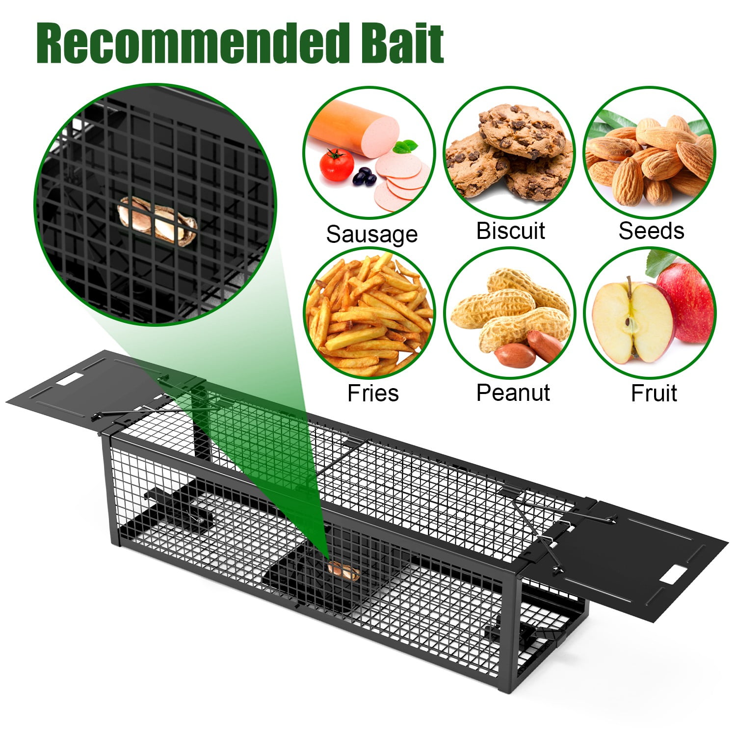 Imountek 2Pcs Humane Mouse Trap, 2-Door Galvanized Iron Rat Trap Cage Reusable for Home Garden Farm Warehouse, 15.35x4.72x3.94in