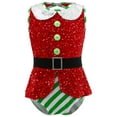 thumbnail image 4 of Mufeng Kids Girls Christmas Santa Elf Outfits Candy Cane Stripe Ballet Dance Leotard Stage Red 8, 4 of 7