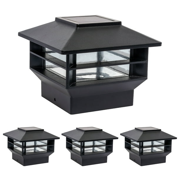 GreenLighting Superior Two Tier Solar Post Lights Outdoor Solar Post Cap Lights for Deck LED