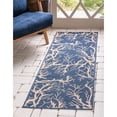 thumbnail image 2 of Unique Loom Botanical Collection Abstract Pictorial Transitional Indoor and Outdoor Flatweave Runner Rug, 2 x 6 Feet, Navy Blue/Beige, 2 of 2