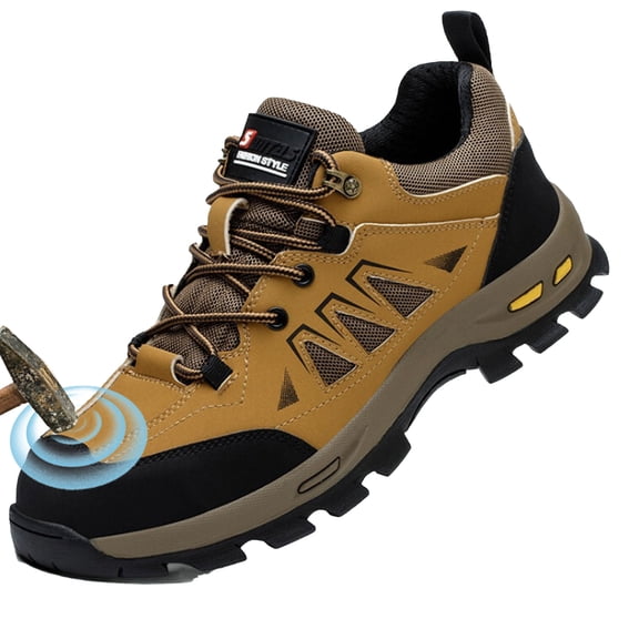 Safety Shoes for Men Women, Breathable Steel Toe Work Shoes, Slip Resistant Comfortable Lightweight Boots for Mens, Work Shoes for Women, Safety Trainers
