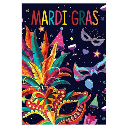 UPC: 0195583882744 | Northlight Mardi Gras Feathers and Masks Outdoor House Flag 40  x 28