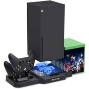 Uchiha Dual Game Controller Charging Dock Station Game Disc Storage Rack with Cooling Fan for Xbox Series X Games Console Charger Stand