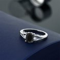 thumbnail image 5 of Gem Stone King 925 Sterling Silver Black Onyx and White Diamond 3 Stone Engagement Ring for Women | 1.32 Cttw | Oval 8X6MM | Round 2MM | Gemstone December Birthstone | Size 6, 5 of 5