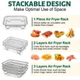 thumbnail image 4 of Walchoice Rectangle Air Fryer Rack, 3 Layers Stackable Dehydrator Racks with Clamp & Silicone Feet, Stainless Steel Air Fryer Accessories for Normal Oven Pot, Oven & Dishwasher Safe, 5.3” x 7.7”, 4 of 9