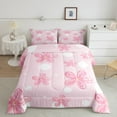 thumbnail image 3 of Feelyou Girly Pink Flower Bedding Comforter Set for Kids, Dreamy Blossoms Floral Twin Comforter Sets, Fashion Cartoon Polkadot Reversible Bedding Set, Super Cozy Room Decor, 2 Pieces, 3 of 9