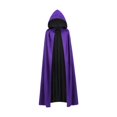 thumbnail image 1 of Capa de Halloween, capa medieval reversible para presentaciones en el escenario, disfraces, fiestas temáticas Capucha negra y morada, 1 of 8