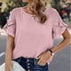 thumbnail image 4 of Top de cuello redondo de manga corta con encaje de color liso para primavera y verano para mujer OAVQHLG3B Store  lin121212, 4 of 5