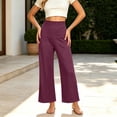 thumbnail image 6 of SOOMLON Cropped Wide Leg Pants Women Plus Size High Waist Stretchy Pants Elegant Wide Leg Pants Beach Vacation Clothes, 6 of 8
