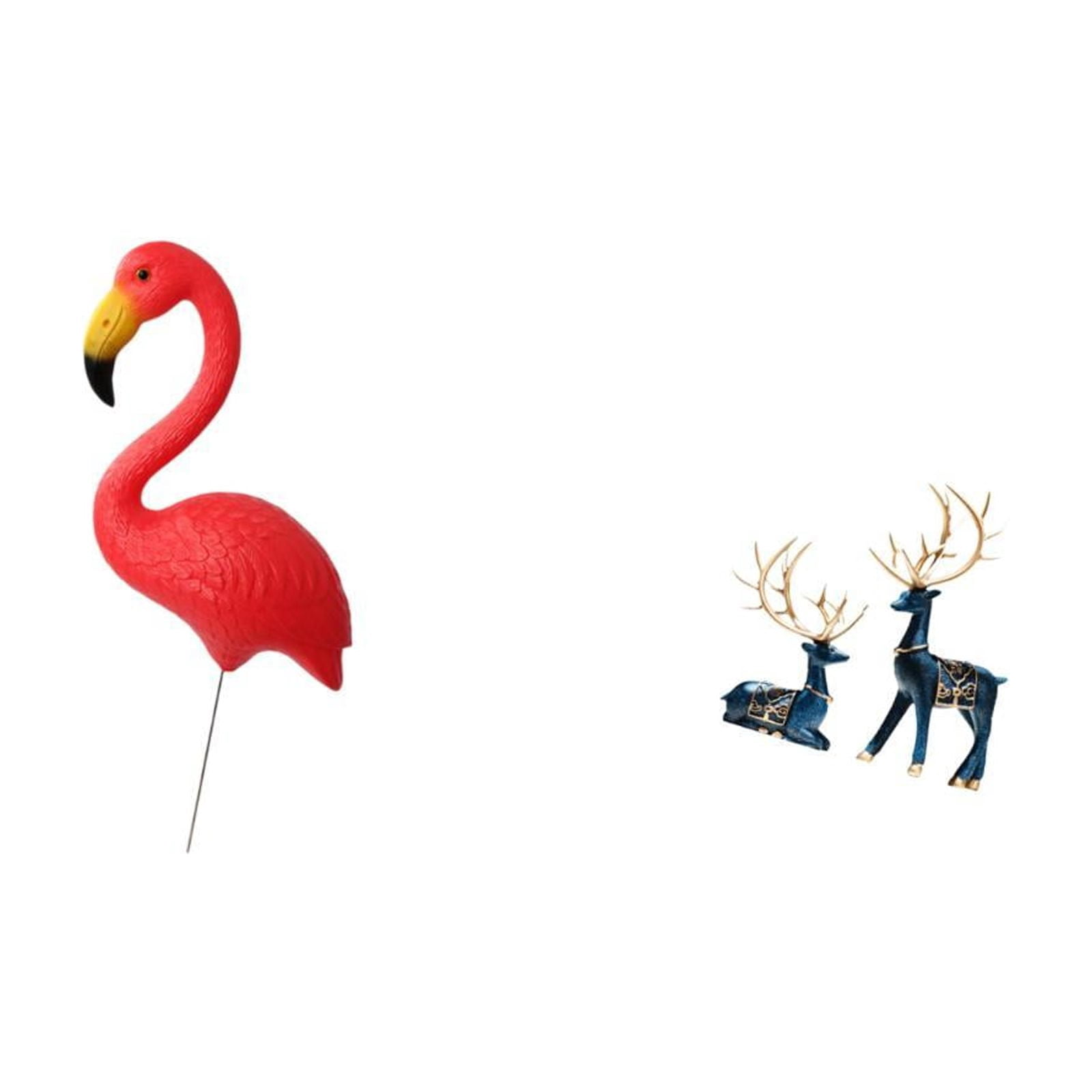 Miulika Flamingo Reindeer Garden Figurine Sculpture Ornament for Holiday Spring Home Decor Deer Statue Yard Art Accessories for Living Room Office Fairy