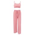 thumbnail image 4 of qolati Womens Pajamas Set 3 Piece Sleewear Pjs Outfits Comfy Crop Tank Tops High Waist Pant and Long Cardigan Sweatsuit Loungewear Set, 4 of 5