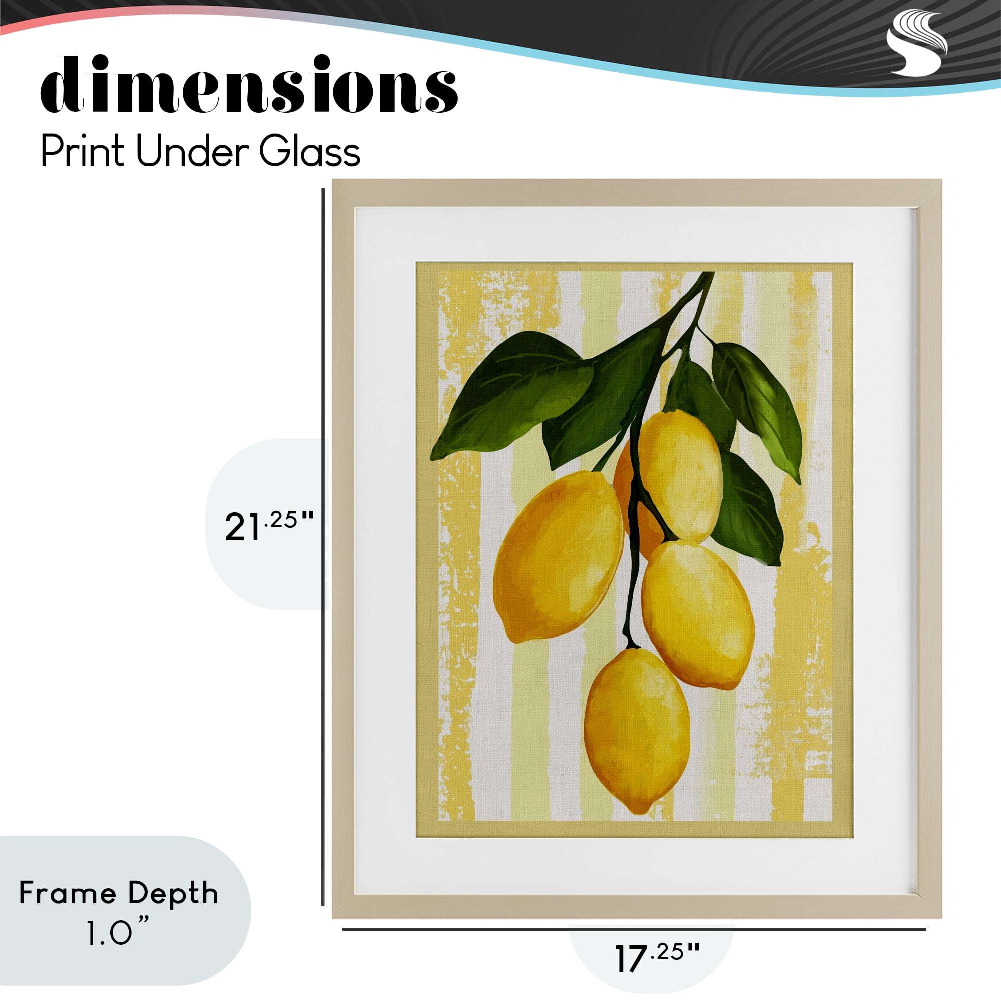 Stupell Industries Lemons on Green Branch Birch Framed Print Under Glass, design by Yen