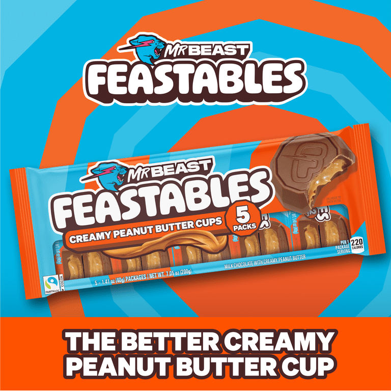 Feastables MrBeast Chocolate Peanut Butter Cups, 1.41 oz (40g), 5