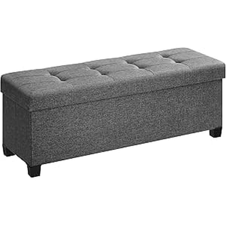 SONGMICS HOME Storage Ottoman Bench, Foldable Foot Rest with Legs, 38 x 110 x 40 cm, End of Bed Bench, Storage Chest, Load up to 300 kg, for Living Room, Bedroom, Entryway, Slate Gray