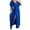 Blue, variant on Fesfesfes Women Dress Spring Solid Waist V-Neck Trumpet Short Sleeve Hem Split Dresses or