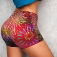 thumbnail image 2 of KLL Fireworks Pattern Workout Shorts for Women Scrunch Short Gym Yoga Running Sport Active Exercise Fitness Shorts, 2 of 5