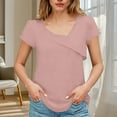 thumbnail image 3 of Mittory Womens Dressy Casual Blouses Asymmetrical V Neck Business Work Tops Ruffle Sleeve Summer Shirts, 3 of 7