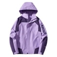 thumbnail image 3 of Swuxness Women Hooded Casual Jacket, Women Long Sleeve Coat, Women's Lightweight Waterproof Windproof Solid Color Zipper Jacket with Pockets for Outdoor Purple, XL, 3 of 4