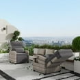 thumbnail image 6 of Outdoor Reclining Chairs, Reclining Patio Chairs with Extended Footrest, Adjustable Rattan Patio Lounge with Flip-Up Table, Air Pump 150° Lay Flat Reclining Chair, 6 of 8