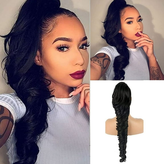 European Synthetic Hair Ponytail Extensions Long Wavy Drawstring Braids for Women