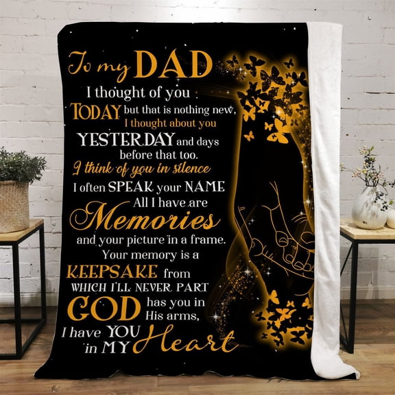 Fancy to My Dad from Daughter Flannel Fleece Throw Blanket 60"x50", Grateful Love Birthday Gift Throws Blankets, Happy Father's Day Present for Sofa, Super Cozy Lightweight Father Gifts Idea Style 8