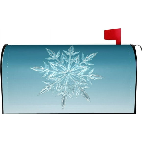 Magnetic Mailbox Cover Winter Snowflakes Gradient Blue Background Post Box Cover Wrap Decoration Garden Outdoor Standard Size 21 x 18 in