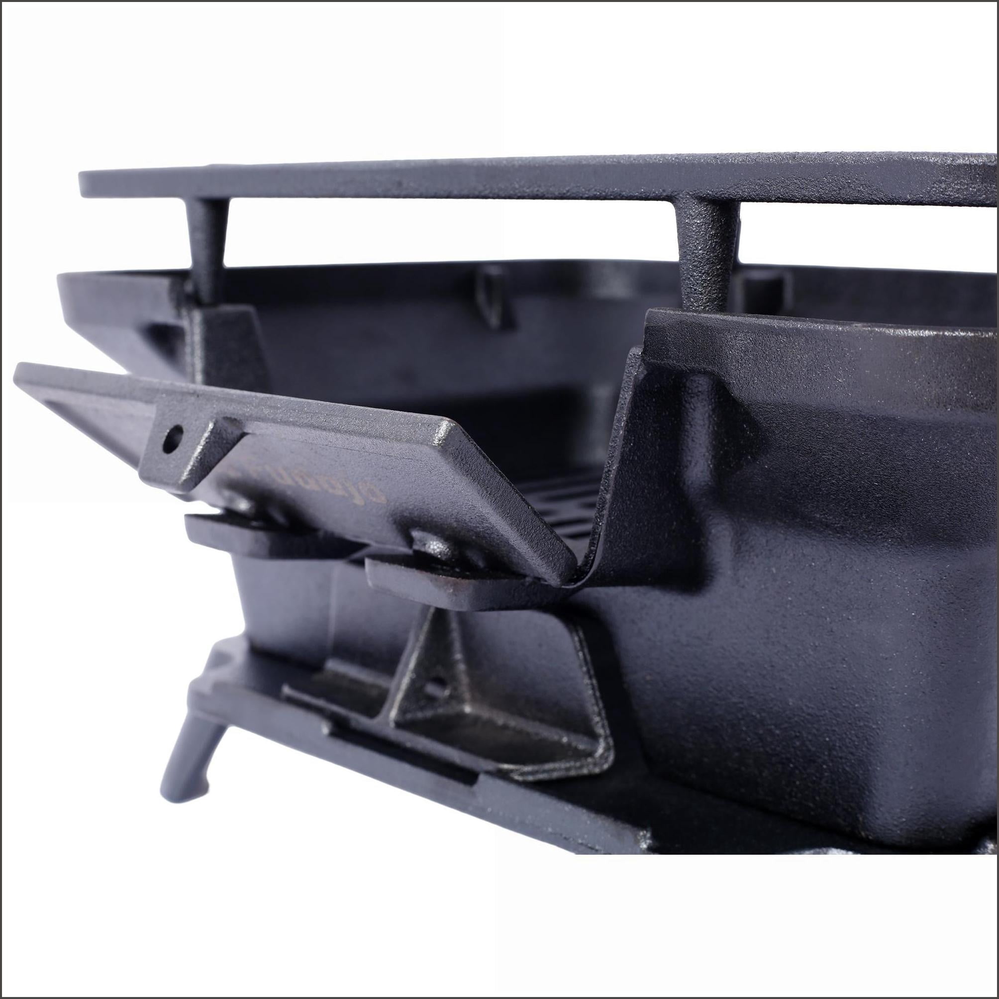 GrillSmokers | Portable Enameled Cast Iron Charcoal Grill, Tabletop for Camping Tailgating Picnics | Black | Iron