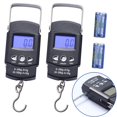 thumbnail image 1 of Lot de 2 Balances à Poisson, Balance de Poids Portable pour Bagages avec Écran LCD Rétroéclairé 110 Lb / 50 kg Balance Électronique pour Pêche, Poste, Crochet Suspendu, avec Rubans à Mesurer de 3,28 Pi et 4 Piles AAA (Noir), 1 of 6
