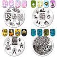 thumbnail image 2 of maskred Art Estampage Plaques Modèles Timbre Plaque Ronde Manucure DIY Ensemble Outil Motif de Fleur N ° 07, 2 of 6