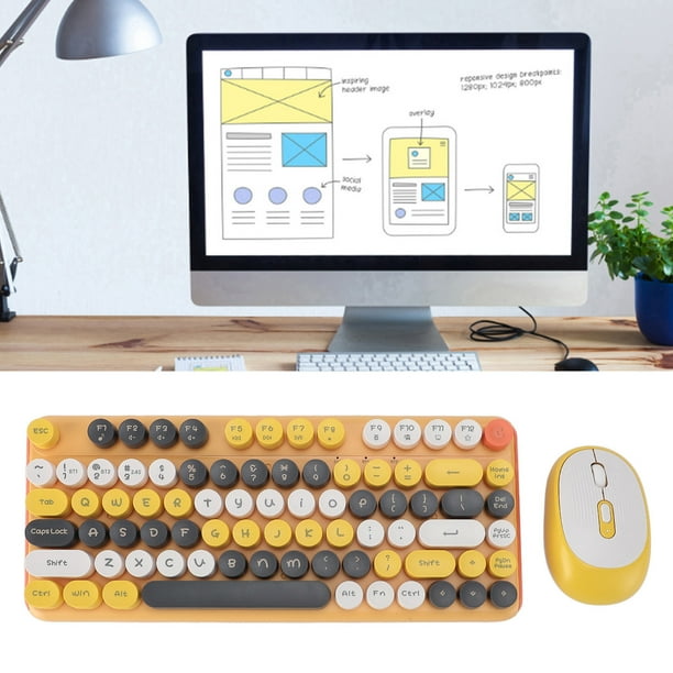 Combo de Ratón y Teclado Inalámbrico, Combo de Ratón y Teclado Inalámbrico Silencioso de 2.4g con 3 dpi Ajustables, Combo de Ratón y Teclado PC PC PARA