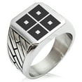 thumbnail image 1 of Stainless Steel Kyogoku Samurai Crest Geometric Pattern Biker Style Polished Ring, 1 of 1