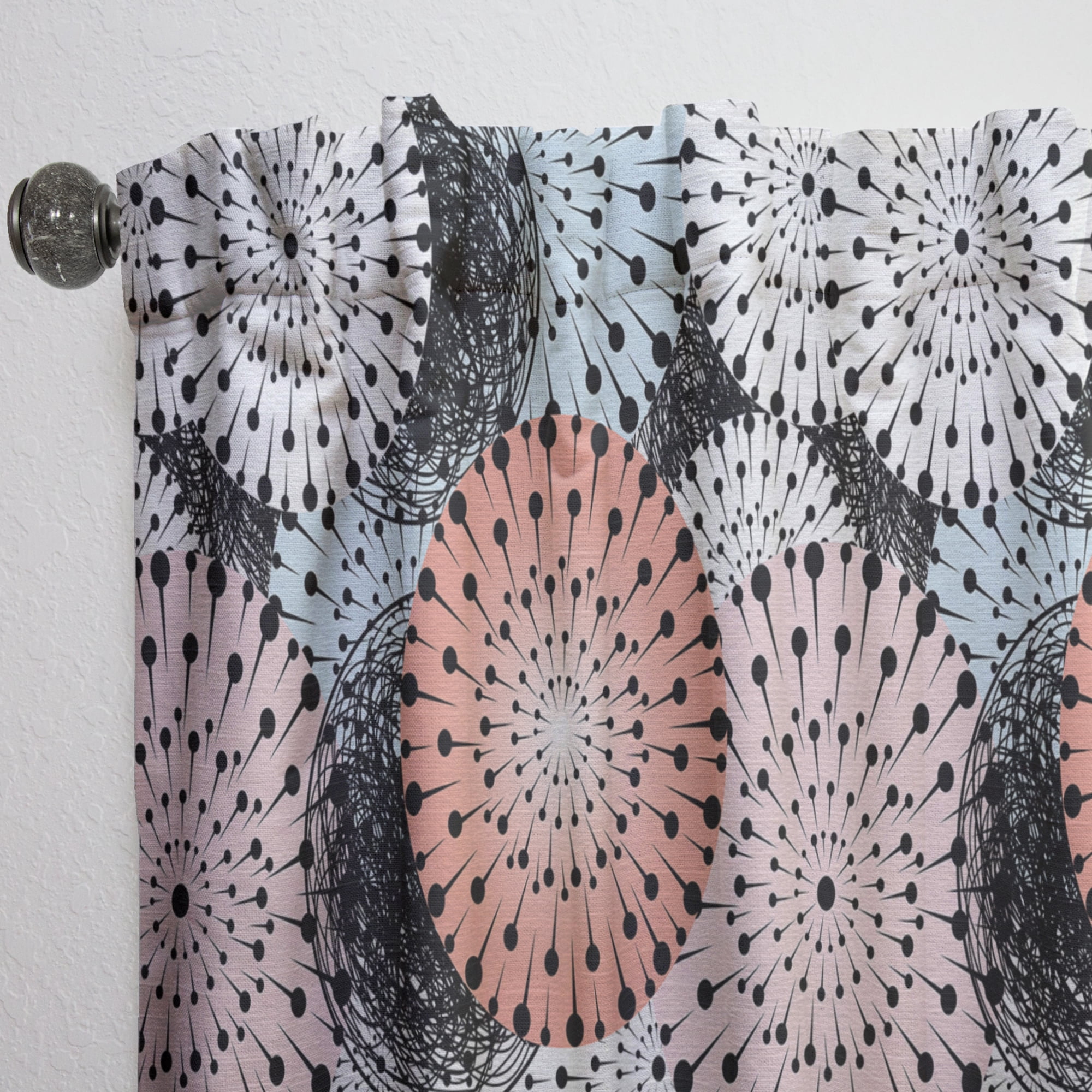 Designart 'Abstract Retro Flower Design I' Mid-Century Modern Curtain Panel