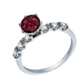thumbnail image 2 of Sterling Silver with Natural Rhodolite Garnet and White Topaz Engagement Ring, 2 of 3