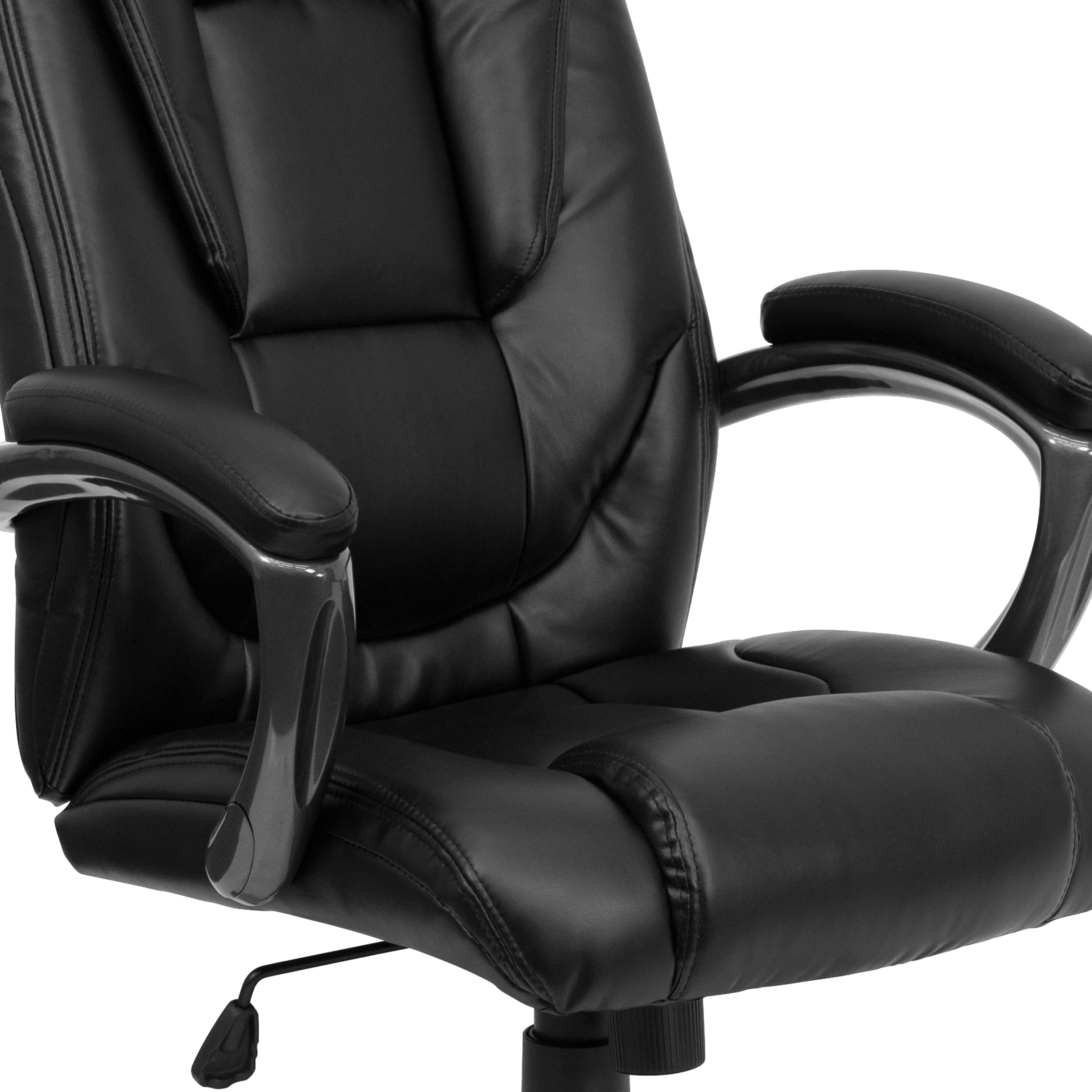 High Back Black Leather Executive Office Chair with Memory Foam Padding ,  #FF-0158-14