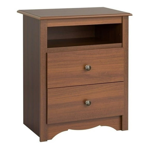 Kingfisher Lane Tall 2 Drawer Wood Nightstand in Cherry