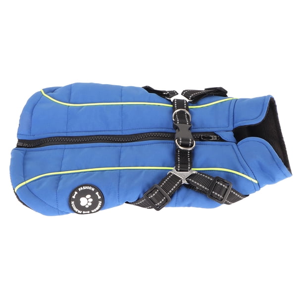 Ropa De Abrigo Para Perros, Chaleco Impermeable Cálido Para Mascotas, Chaqueta Con Correa Ajustable Para El Pecho, Reflectante Azul Suave Para Invierno