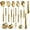 Gold, variant on 304 Stainlss Steel Kitchen Utensils Set, 11 Pcs Long Metal Cooking Utensil Gadgets Tools Set with Spatula, Ladle, Spoon, Ladle, Skimmer, Tunner, Pasta Server, Tongs(Silver, Dishwasher Safe)