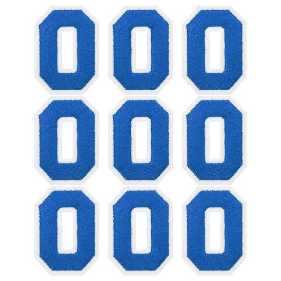 Uxcell Iron on Number Patches 2" Number 0 Embroidered Patch (Blue, Pack of 9)