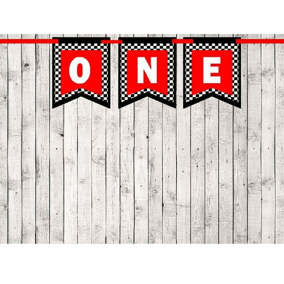 Baby First (1st) Birthday Checkered Racing Party Theme Checkered Picture Backdrop/HIgh Chair/Wall Decoration Banner
