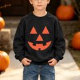 thumbnail image 6 of Risckoth Girl's Pumpkin Face Print Crew Neck Sweatshirt, Warm Long Sleeve Casual Pullover, 6 of 8