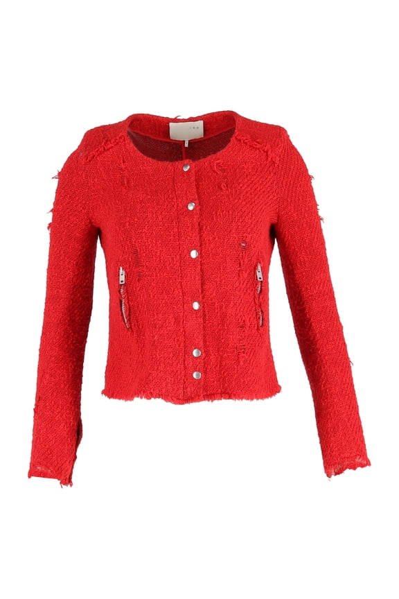 Pre-Owned Iro Agnette Distressed Jacket in Red Tweed