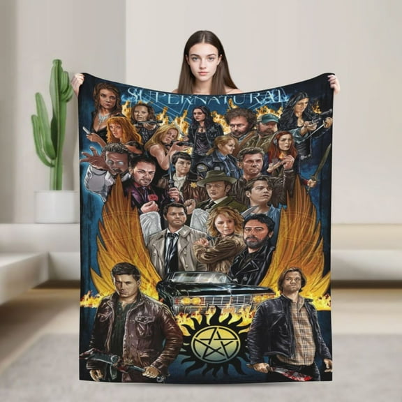 Supernatural Flannel Blanket Funny Ultra-Soft Micro Warm Throw Blanket For Boys Girls Young Adults, Warm Flannel Blanket For Living Room Bedroom Couch Bed 50"X40"