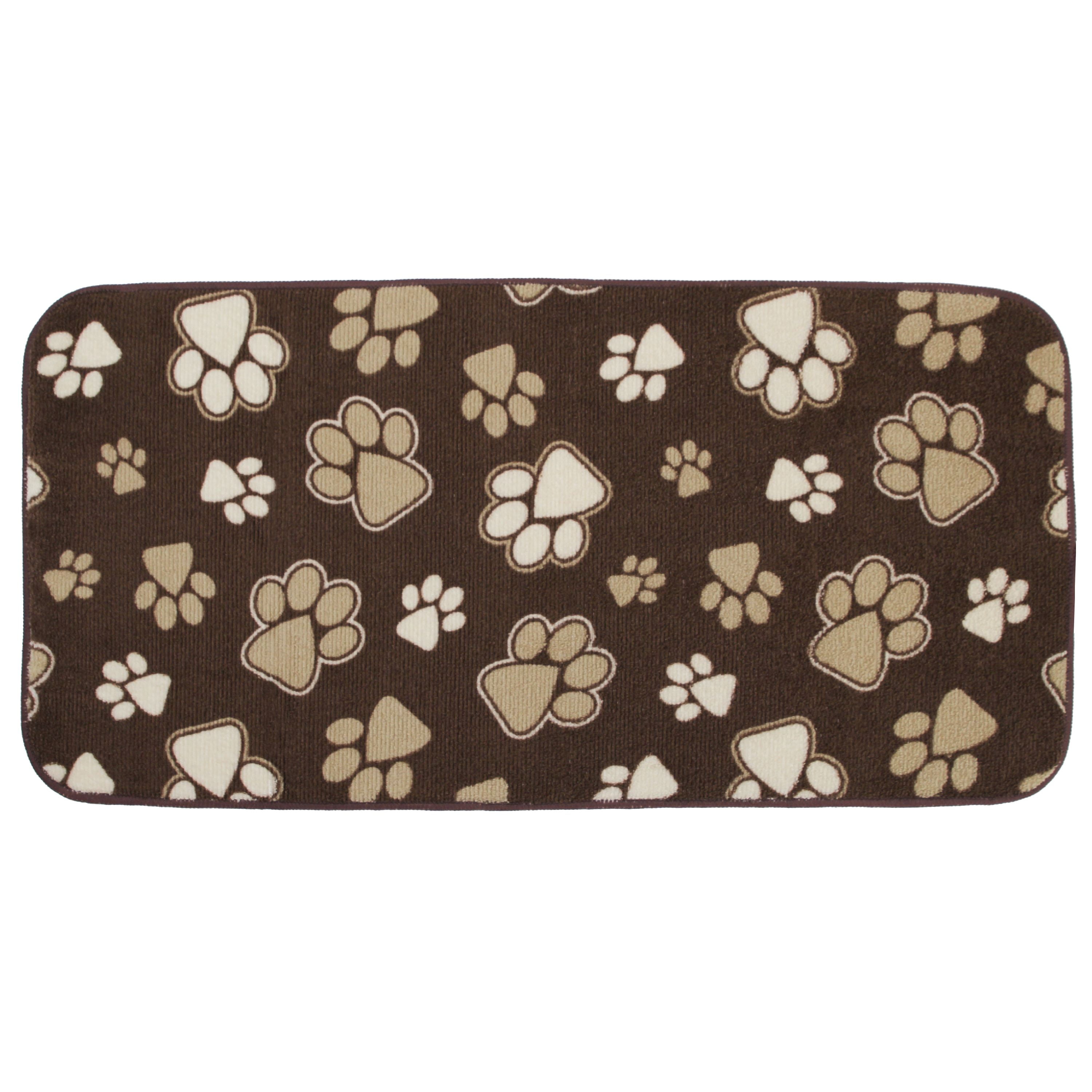 Kitchen Basics Reversible Microfiber AntiSkid Pet Bowl Mat Paws 10
