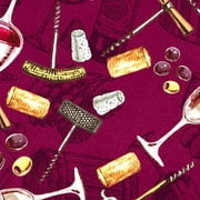 FREE SHIPPING!!! Conversational Corks and Screws Design Printed on 100% Cotton Quilting Fabric, DIY Projects by the Yard (Maroon, Gold, Beige)